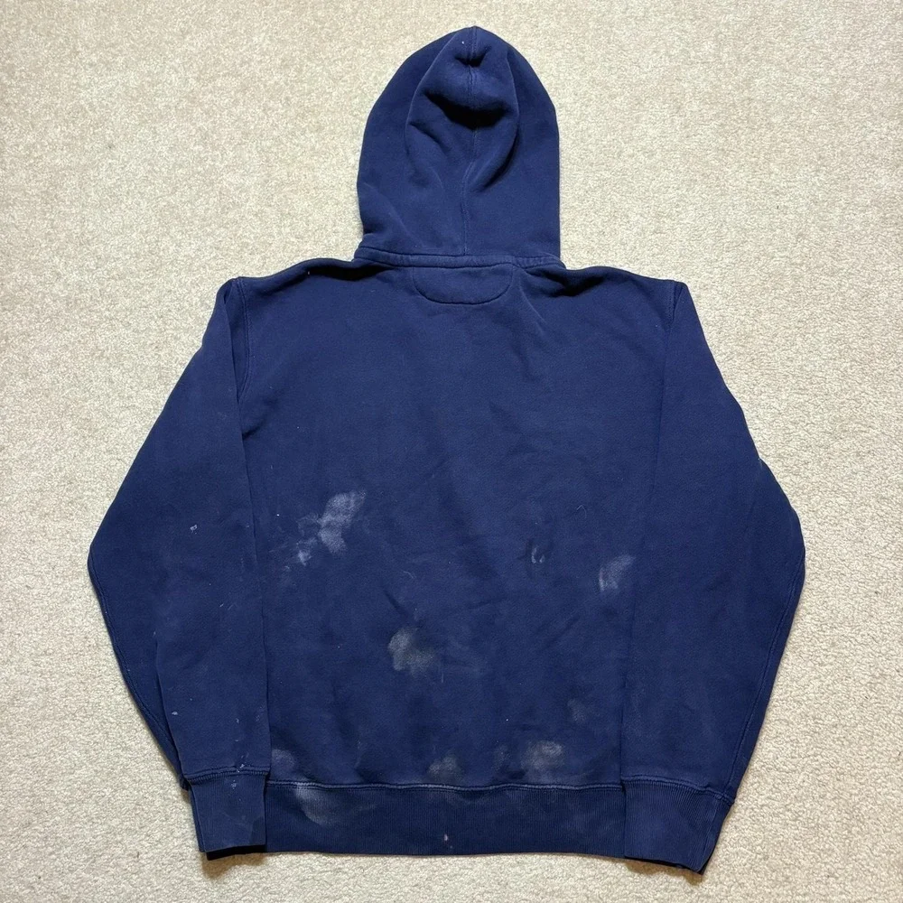 Polo Ralph Lauren Hoodie Sweatshirt Mens Medium Blue Varsity‎ P Logo 1/4 Zip